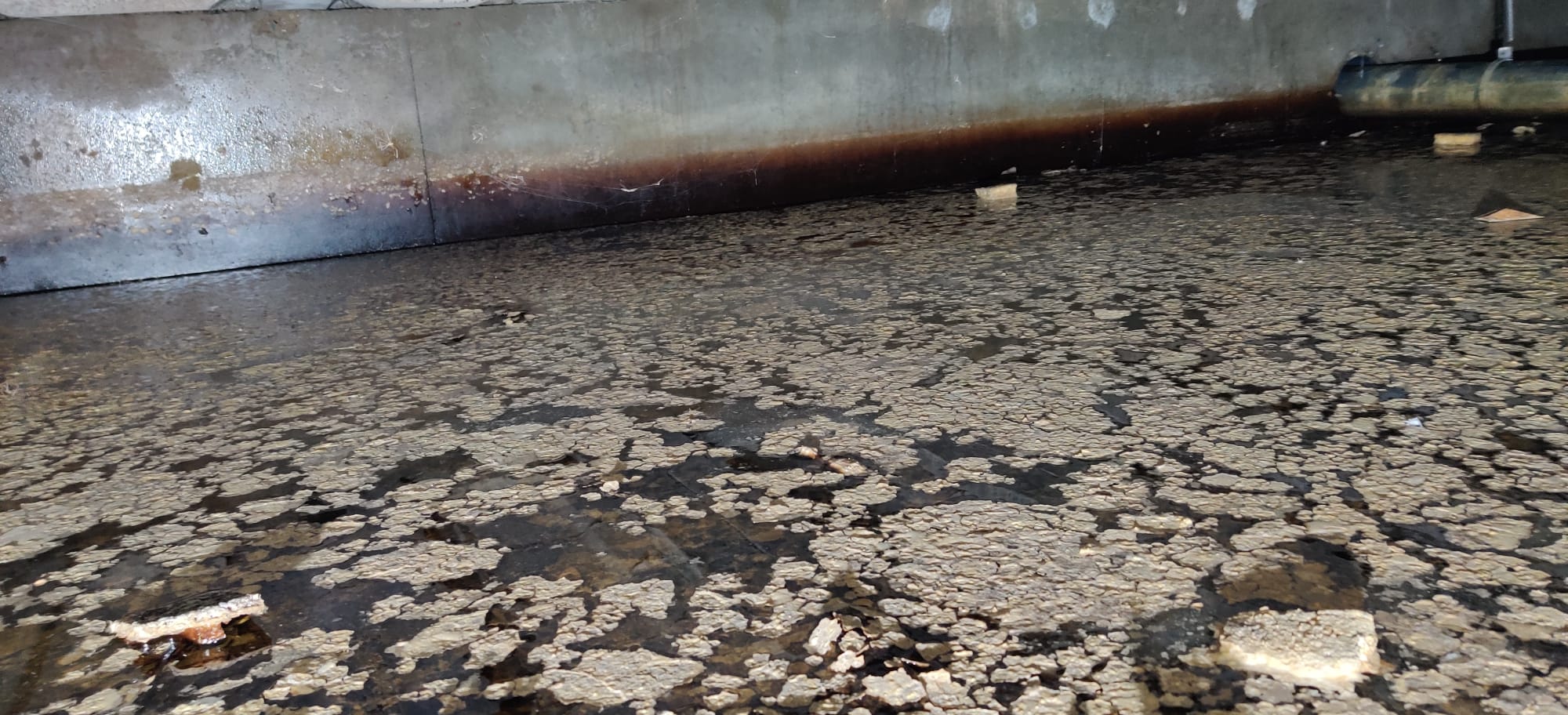 een natte en vochtige kruipruimte